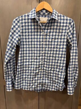Banana Republic Blue and White Gingham Button-Down Shirt